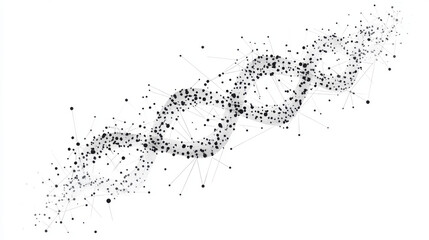 DNA chain. Isolated black vector illustration in low-poly style on a white background. The drawing consists of thin lines and dots. Polygonal image on topics of science or medicine. Low poly EPS.
