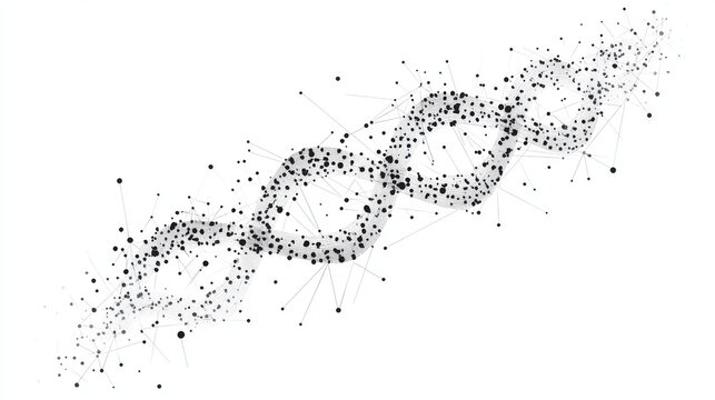 DNA chain. Isolated black vector illustration in low-poly style on a white background. The drawing consists of thin lines and dots. Polygonal image on topics of science or medicine. Low poly EPS. - Powered by Adobe