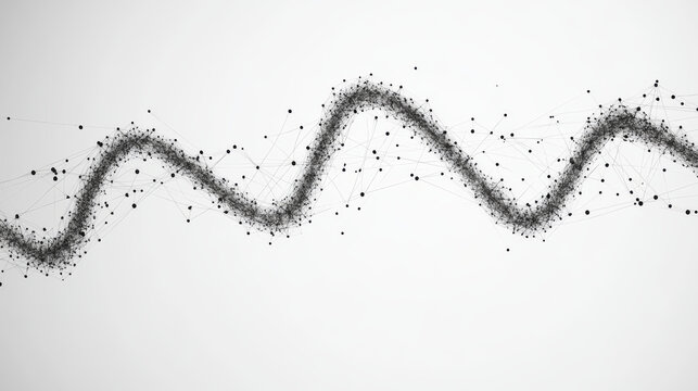 DNA chain. Isolated black vector illustration in low-poly style on a white background. The drawing consists of thin lines and dots. Polygonal image on topics of science or medicine. Low poly EPS.
