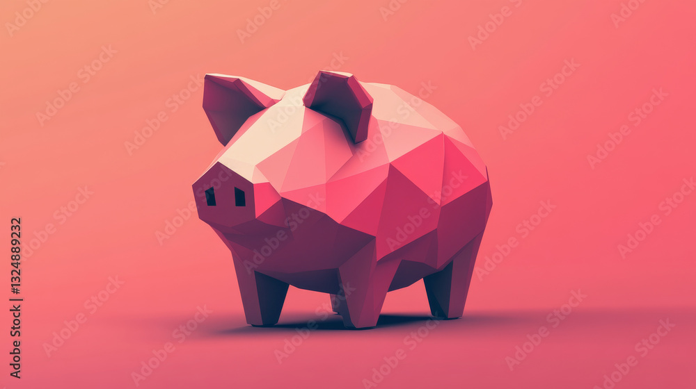 Aufkleber abstract piggy bank polygonal, geometry triangle. light connection structure. low poly vector backgr
