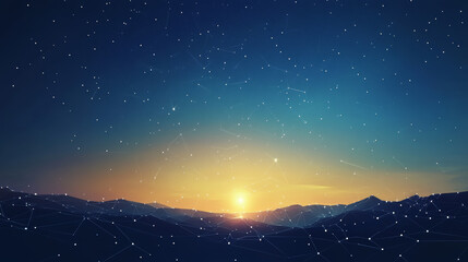 Security roe composed of polygons. Low poly vector illustration of a starry sky or Comos. The roe consists of lines, dots and shapes.