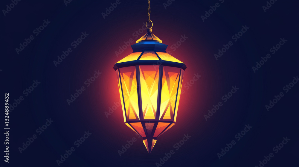 Poster abstract ramadan lantern polygonal, geometry triangle. light connection structure. low poly vector b