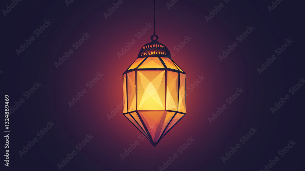 Poster abstract ramadan lantern polygonal, geometry triangle. light connection structure. low poly vector b