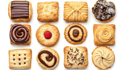 Assorted Mini Pies Isolated on White Background