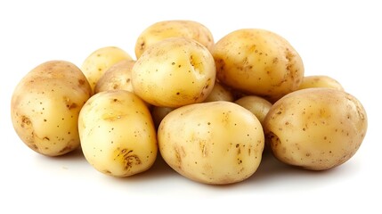Fresh Organic Potatoes Isolated on White Background