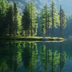 Obraz premium Park's forest lake