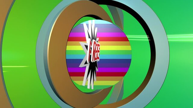 Vivid Promotional Design Featuring the Word Free on Colorful Circular Background