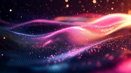 Abstract Colorful Particle Wave Landscape: A Digital Art