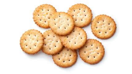 Dry cracker cookies isolated on white background