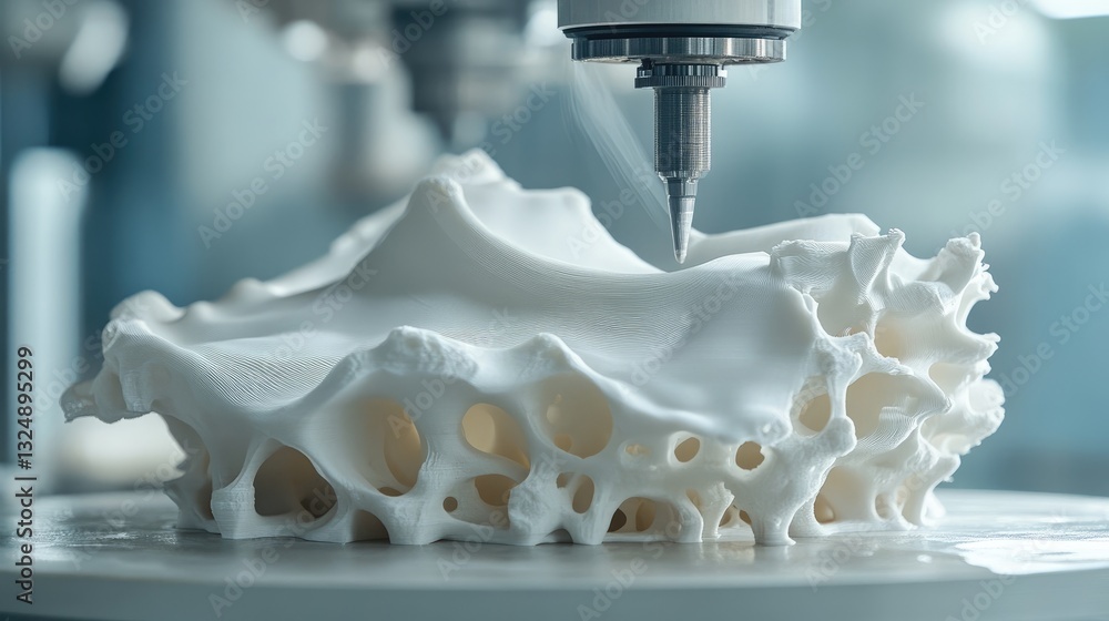 Poster advanced d printing machines fabricating detailed plastic prototypes in a high-tech production line.