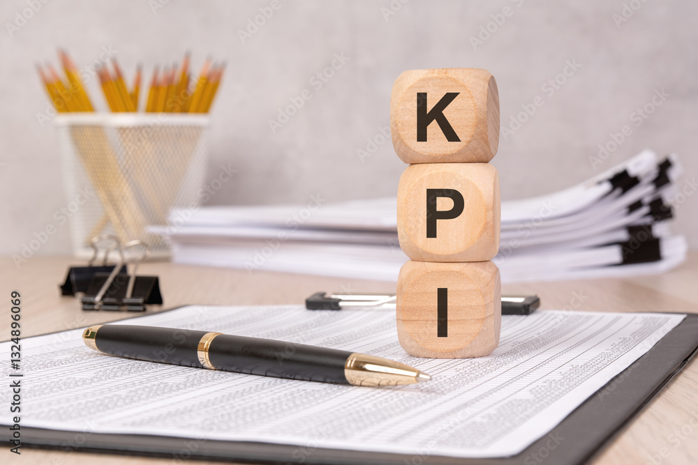 Poster wooden blocks spelling 