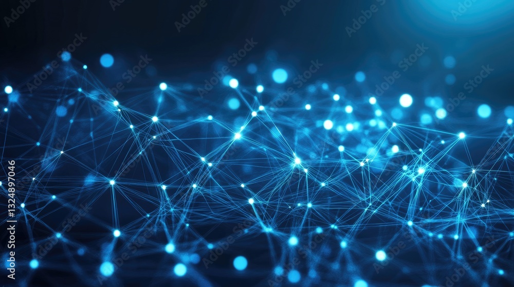 Poster an abstract digital background featuring electronic circuits and neon glowing data paths.