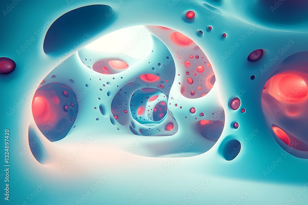 Poster abstract cellular structure with intricate interconnected formations