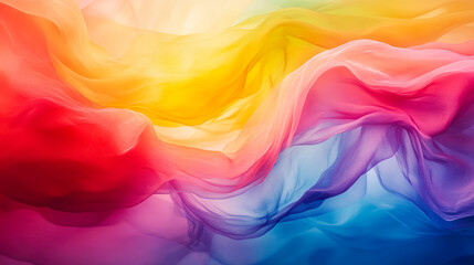 Colorful flowing fabric creates a vibrant abstract composition in warm hues