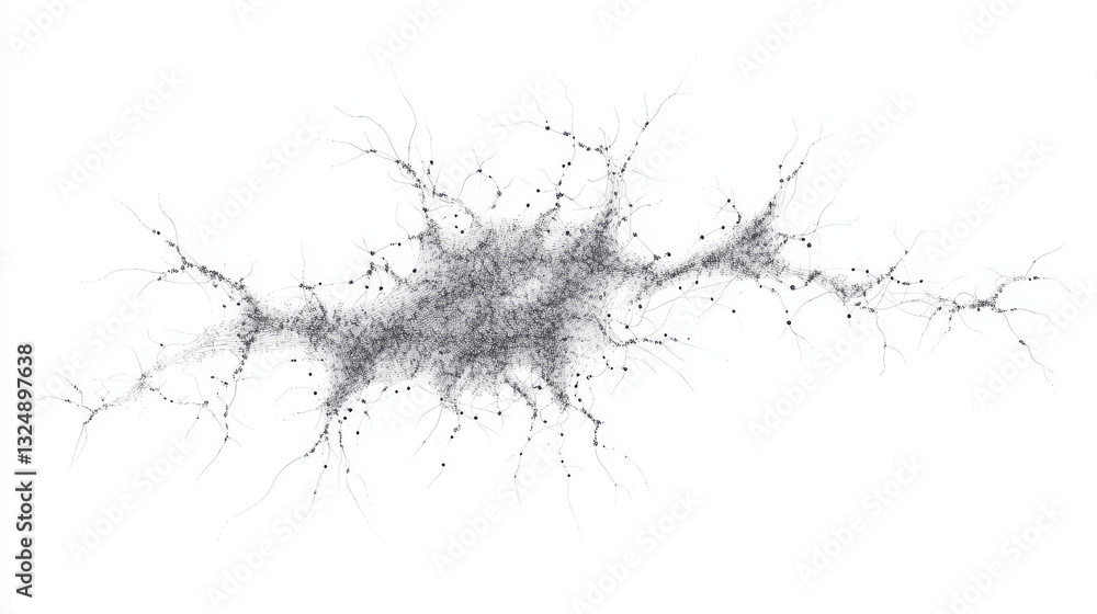 Aufkleber neuron. brain cell. isolated black vector illustration in low-poly style on white background. the dr