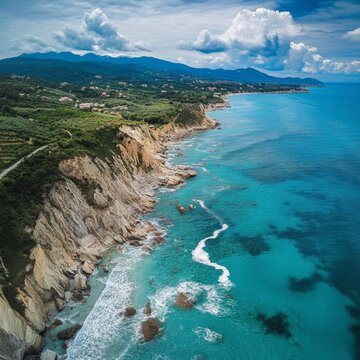 Aerial view of Calafuria coastline.