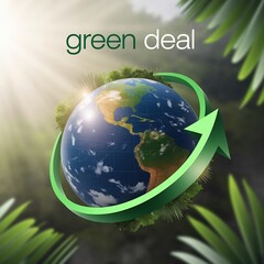 Ecological globe green deal, environment, healthy lifestyle