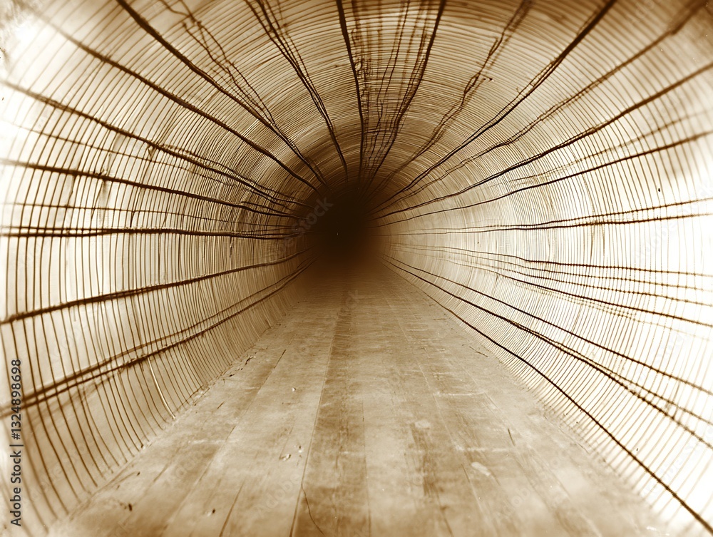 Poster abstract vision of circular layers converging into a dark vanishing point