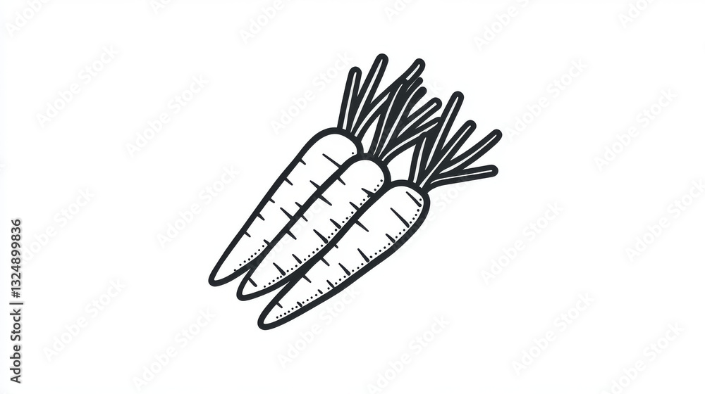 Poster bunch of carrots. isolated black vector illustration in low-poly style on a white background. the dr