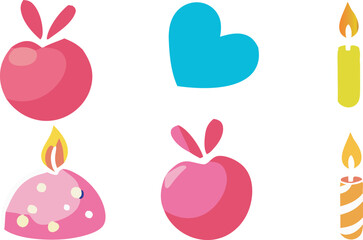 Vibrant Apple, Heart Shapes, and Candle Designs for Celebrations