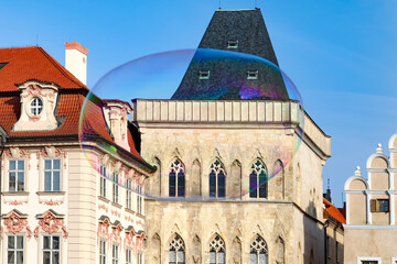 Naklejka premium A building with a bubble in the middle of it in Prague Czech Republic