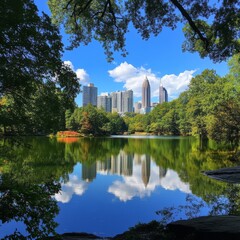 Fototapeta premium Midtown skyline from Piedmont Park, Atlanta