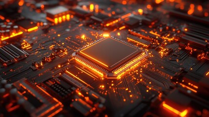 Obraz premium A detailed view of a high-power transistor cooling system integrated into a performance motherboard.