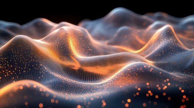 A futuristic data scanner analyzing moving waves of digital information