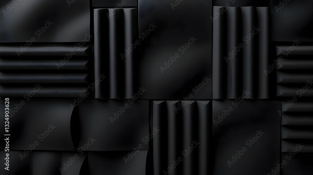 Poster dark geometric pattern with matte black 3d rendered architectural surface design ideal for abstract 