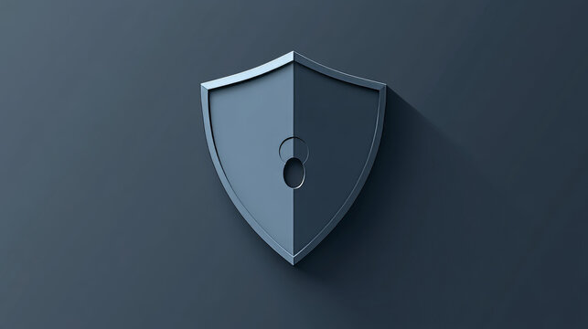 Isolated security shield on white background. Vector low poly wireframe safety concept. Сyber security.
