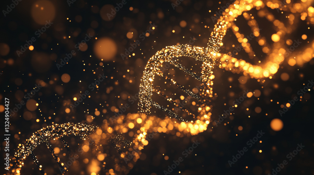 Aufkleber low poly illustration of the dna with a golden dust effect. sparkle stardust. glittering vector with