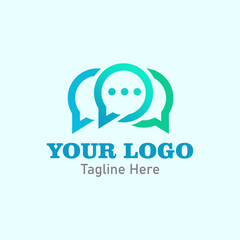 Elegant Logo Of three blue and green speech bubbles. vector