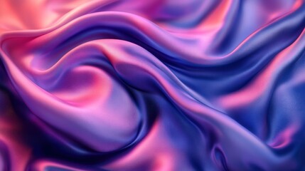 Fototapeta premium Abstract 3D render of flowing silk fabric, luminous indigo and soft pink