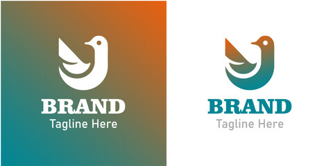 modern logo Of a stylized bird with the word brand below it.