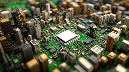 Obraz premium A modern electronics production facility with automated machines testing circuit board performance.