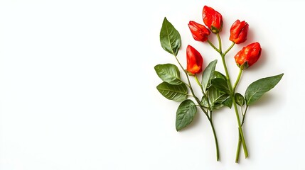 Fresh red chili peppers isolated on white background