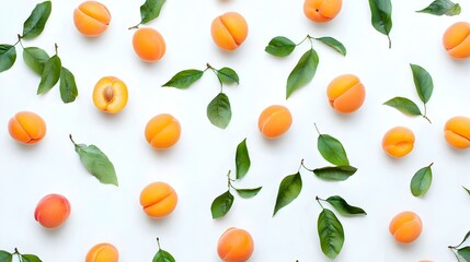 Apricots pattern isolated on white background