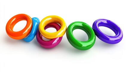 Fototapeta premium A colorful arrangement of shiny rings, often used as toys for children.