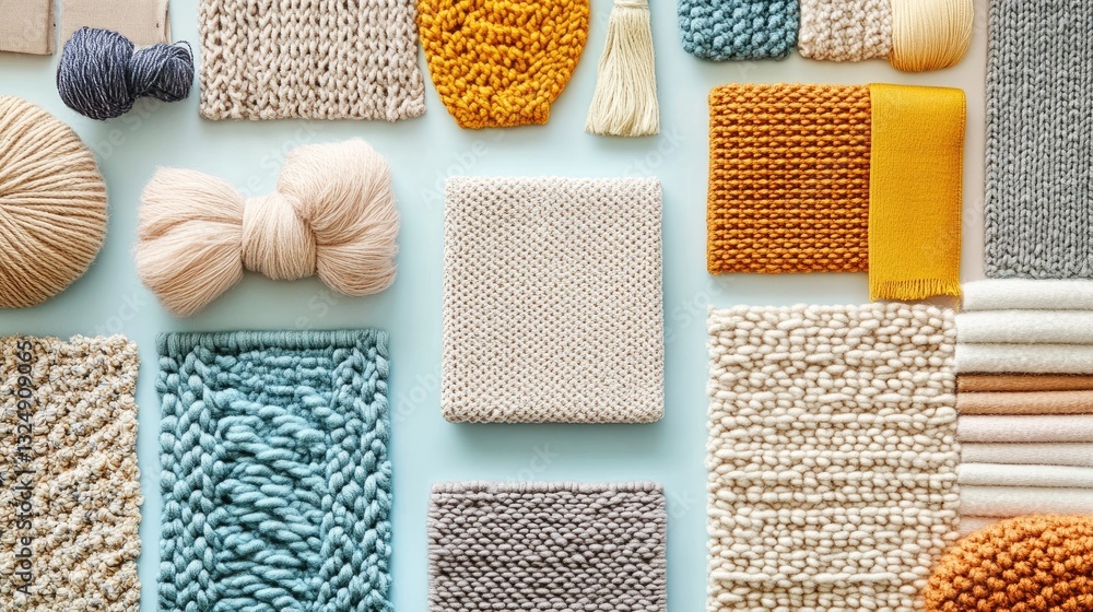 Poster a visually appealing layout of synthetic and organic textiles side by side, highlighting material di