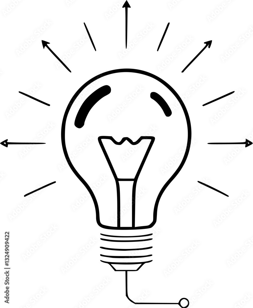 Poster outline illustration of a lightbulb with circuitry minimal innovation and technology design.