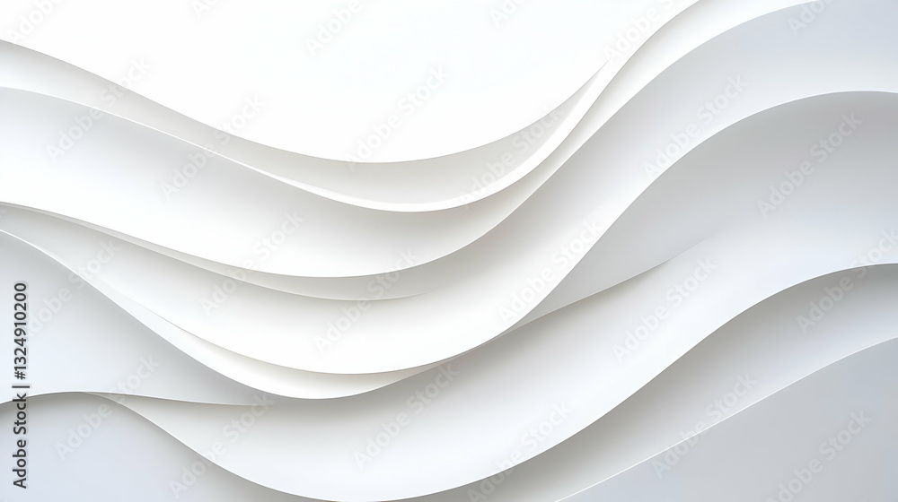 Poster abstract white paper waves background with shadows and soft curves for modern design