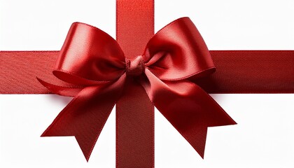 realistic gift wrapping design with shiny red ribbons and bow isolated on transparent background