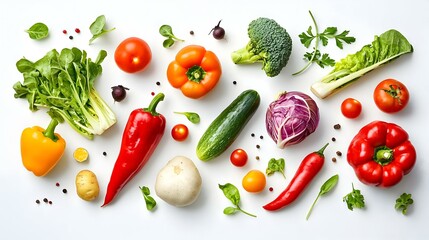 Naklejka premium Assortment of Fresh Vegetables Isolated on White Background