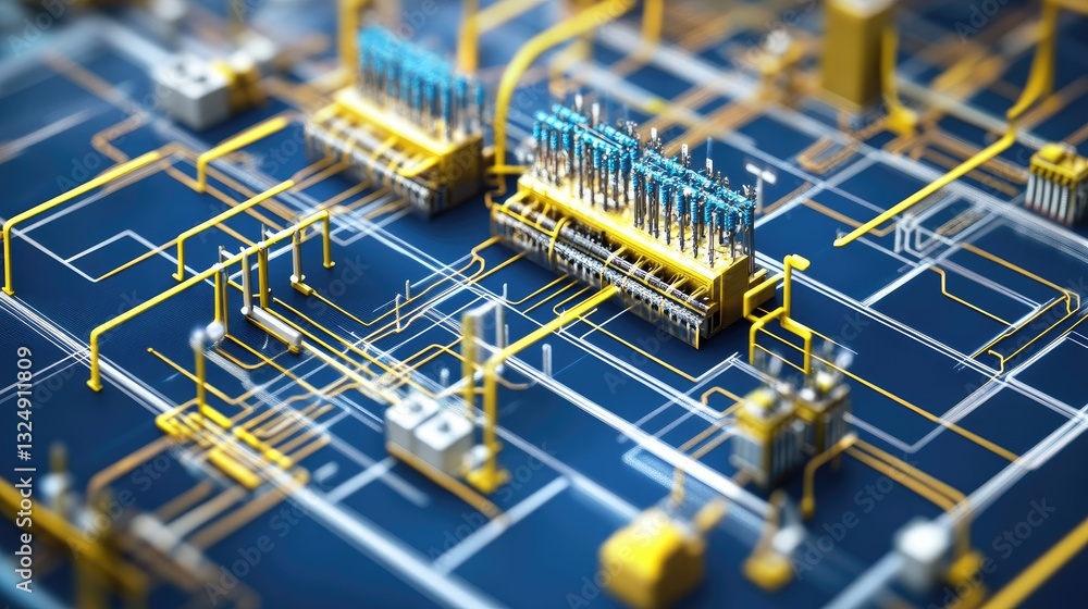 Poster close-up of an electric power grid interface displaying energy consumption and distribution.