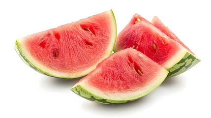 Pieces of watermelon on white background