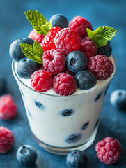 Delicious mixed berry parfait with creamy yogurt