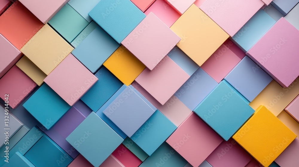 Aufkleber colorful arrangement of geometric shapes forms an abstract backdrop in a creative space during dayli