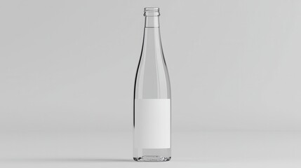 Clear glass bottle with a blank label, perfect for any beverage.