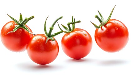Four Cherry Tomatoes isolated on white background