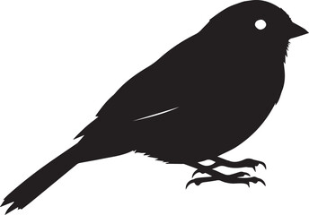 Fototapeta premium A Small Bird Silhouette Perched Peacefully Against A Stark Isolated on Transparent Background, A Minimalist Black And White Design